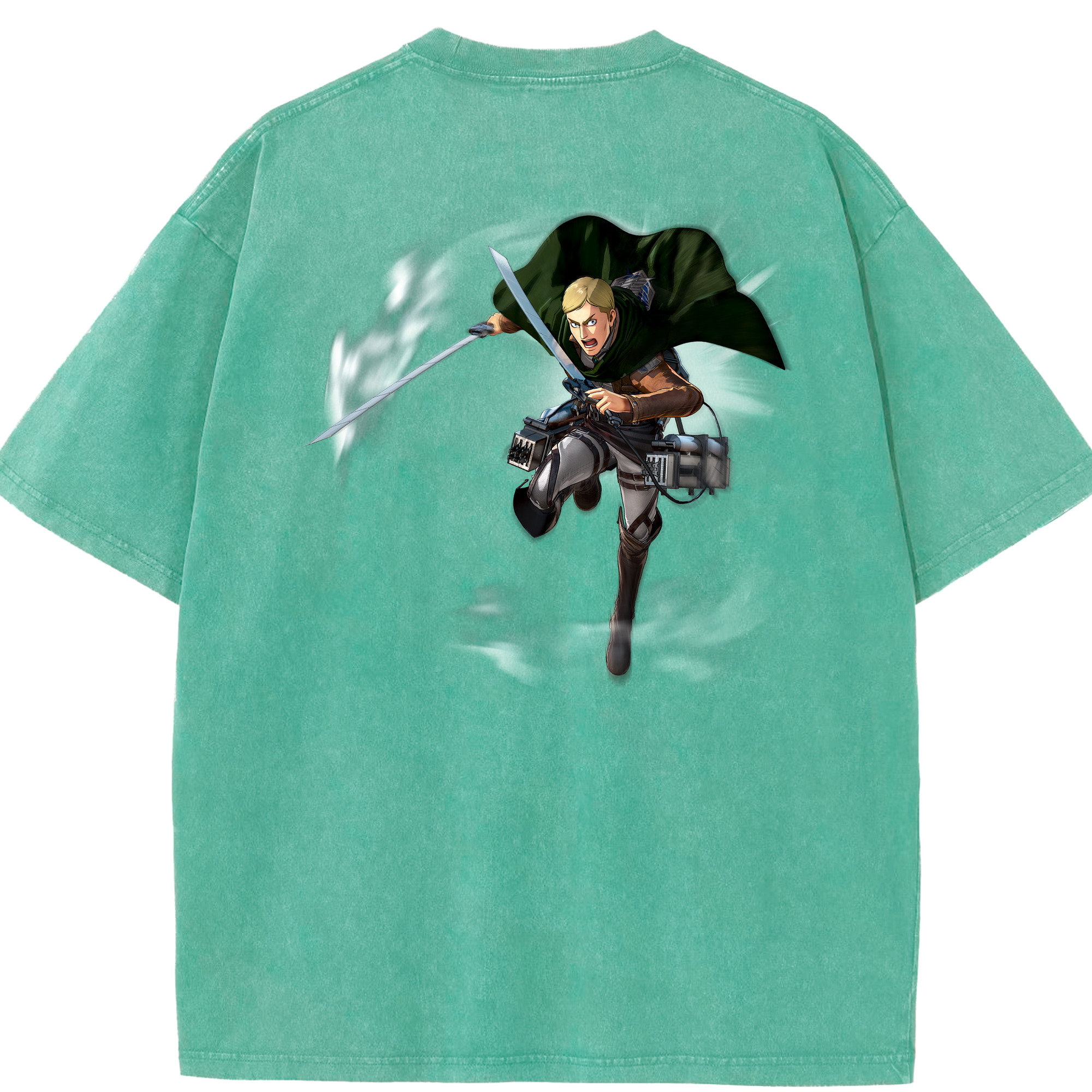 （画像用） 進撃の巨人 エルヴィン・スミス Attack on Titan Erwin Smith 綿100% ヴィンテージ風 半袖Tシャツ（背面プリント）